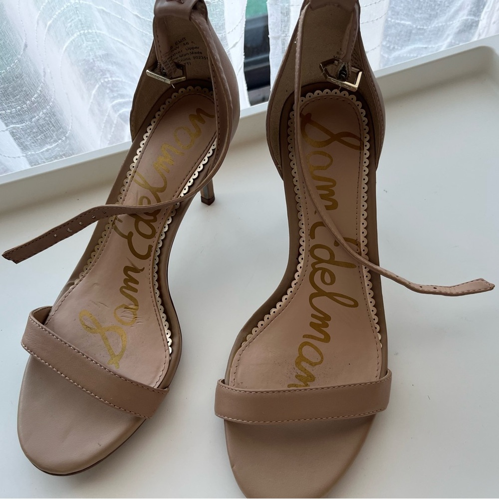 Sam Edelman Tan Stiletto Heels Open-Toe Sandals